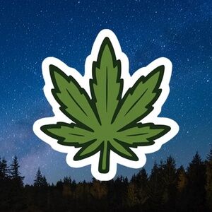Marijuana Leaf Waterproof Vinyl Sticker 5x5cm